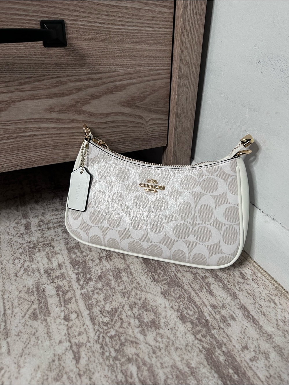 Coach Mini Shoulder Bag in Chalk/White with Gold Hardware
